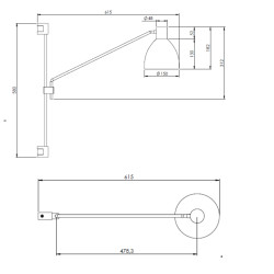 ARANDELA DECOR SOBREPOR NIC ARTICULADA LAMP LED BULBO 9W Ø150x615x580mm