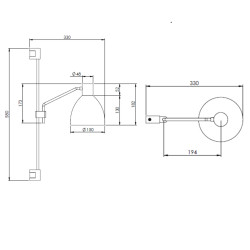 ARANDELA DECOR SOBREPOR NIC ARTICULADA LAMP LED BULBO 9W Ø150x330x580mm
