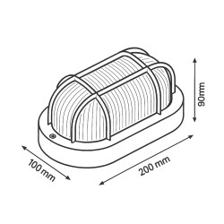 ARANDELA HERMÉTICA SOBREPOR COM GRADE PT TARTARUGA 9W BV  200x100x90mm