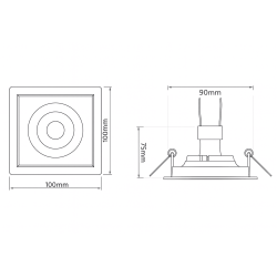 SPOT DECOR DE EMBUTIR ATRIA SQ LED PAR16  36º 100x100x72mm