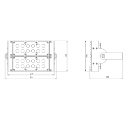PROJETOR EXTERNO LED BUBBLE PT 74W MODULO LED 5050 12L + LENTE 120º IP65 + DRIVER BLINDADO 2100mA 219x144x155mm