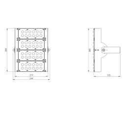 PROJETOR EXTERNO LED BUBBLE PT 148W MODULO LED 5050 12L + LENTE 60º IP65 + DRIVER BLINDADO 4200mA 219x288x155mm