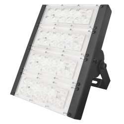 PROJETOR EXTERNO LED BUBBLE PT 148W MODULO LED 5050 12L + LENTE 60º IP65 + DRIVER BLINDADO 4200mA 219x288x155mm