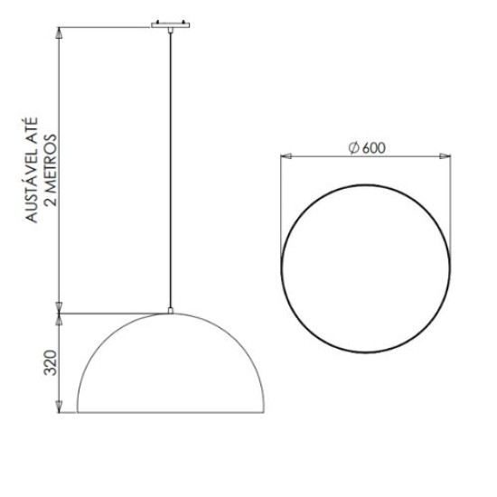 PENDENTE DECOR ESFERA 36W Ø600x320mm