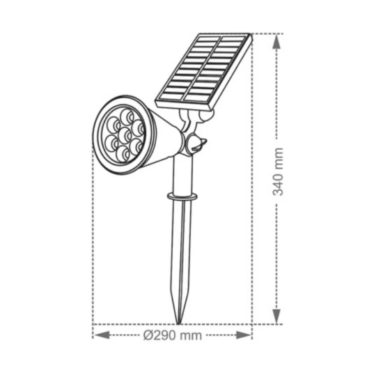 PROJETOR LED ESPETO IZAR SOLAR 3W IP65 290x340mm