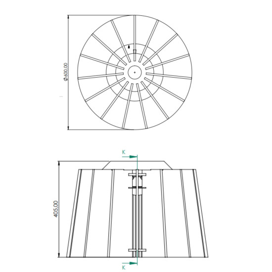 PENDENTE DECOR ESPECIAL RD LASLY-G 30W ALETAS ACUSTICAS Ø600x405mm