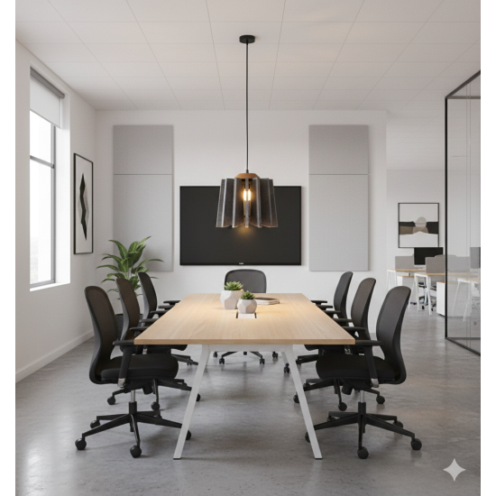 PENDENTE DECOR ESPECIAL RD LASLY-G 30W ALETAS ACUSTICAS Ø600x405mm