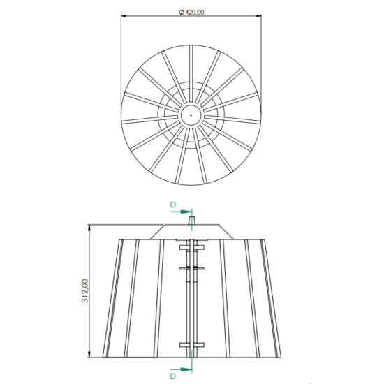 PENDENTE DECOR ESPECIAL RD LASLY-M 20W ALETAS ACUSTICAS Ø420x312mm