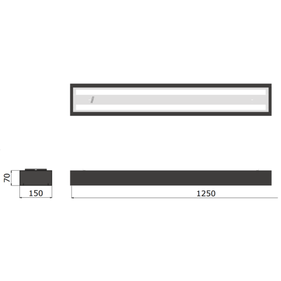 LUMINÁRIA COMERCIAL SOBREPOR RT 36W T8 150x1200x70mm