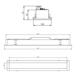 LUMINÁRIA COMERCIAL EMBUTIR BR MERAK 1P 100x620x55mm