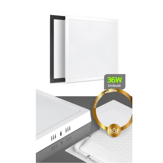 PAINEL LED DE EMBUTIR SQ BR ALPHA 36W 400x400x33mm