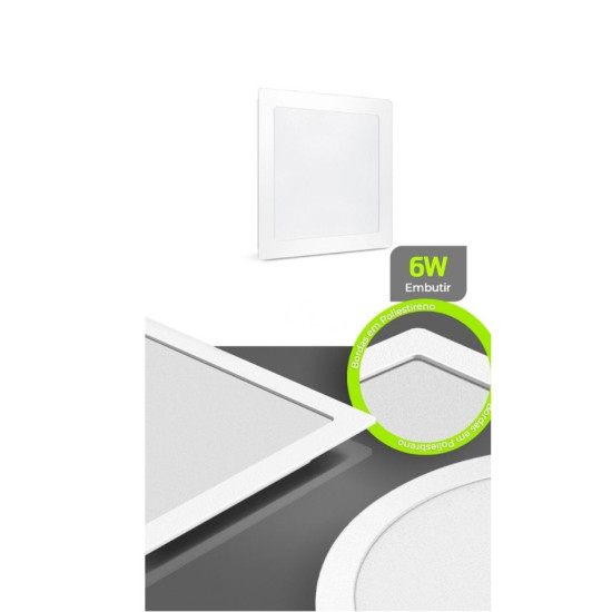 PAINEL LED DE EMBUTIR SQ BR ALPHA 6W 120x120x24mm