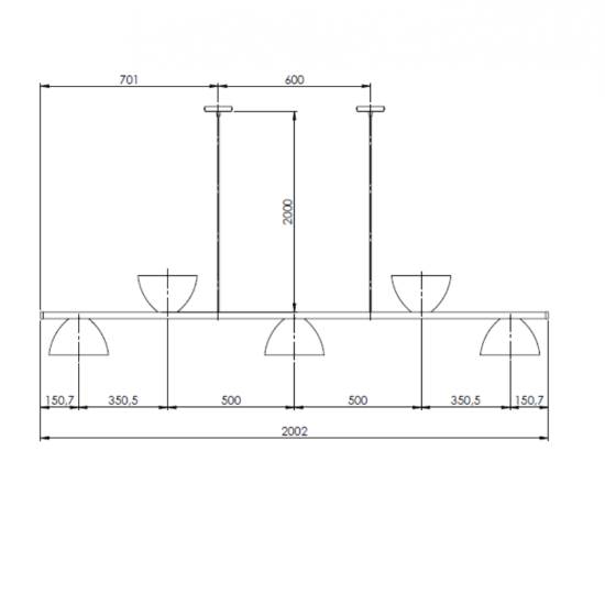 PENDENTE DECOR DR VERSA LUZ DIR-IND 15W  Ø250x120mm COMPRIMENTO 2.00m