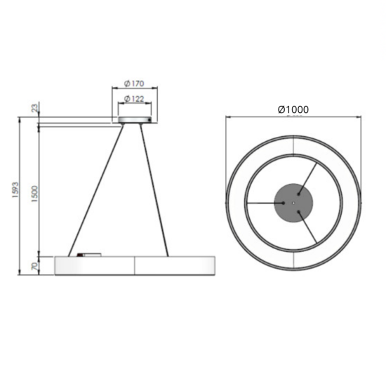 PENDENTE DECOR RD RING 47.7W Ø1000x70mm