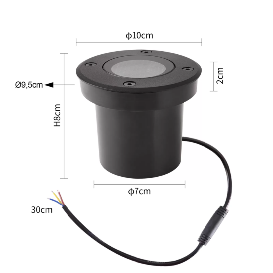 EMBUTIDO DE SOLO LED PT VENNA 10W 12º + ANTI-OFUSCANTE IP67 Ø100x70mm